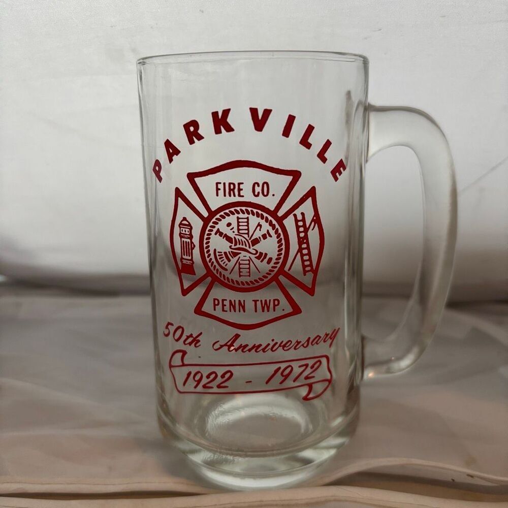 Parkville Pennsylvania Fire Department 50th Anniversary 1972 Glass Mug